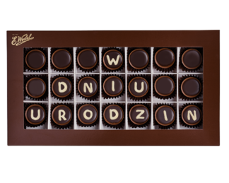 czekoladki personalizowane na prezent na urodziny wedel