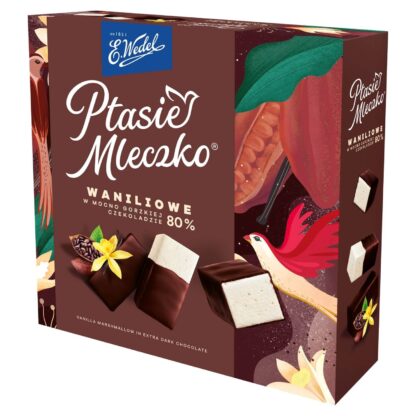 Ptasie Mleczko® Waniliowe w mocno gorzkiej czekoladzie 80% 340 g