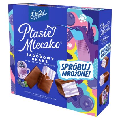 Ptasie Mleczko® Jagodowy Shake w czekoladzie mlecznej 340 g