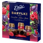Baryłki owocowe czarny bez malina śliwka z alkoholem w czekoladzie deserowej 200 g