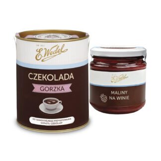 Zestaw Czekolada pitna gorzka i maliny na winie E.Wedel