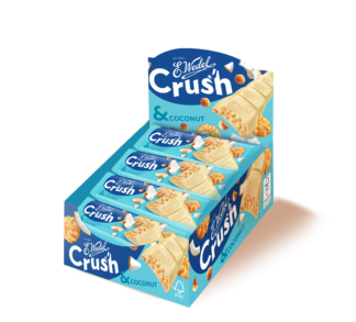 25 x E. Wedel Crush Baton z białej czekolady z ciasteczkami kokosowymi 25 g
