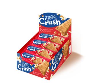 25 x Crush Baton z czekolady białej karmelowej z prażoną soloną kukurydzą i chrupkami 25 g