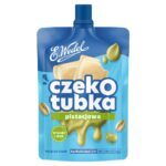 Zdjęcie przedstawia niebieskie opakowanie czekotubki o smaku pistacjowym