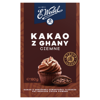 Kakao Ciemne z Ghany o obniżonej zawartości tłuszczu E.Wedel 180 g